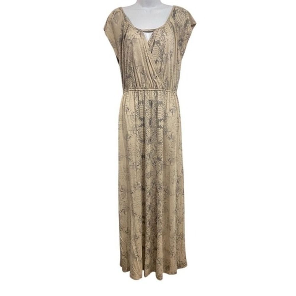 Rebecca Taylor Womens Size M Maxi Wrap Dress Snakeskin Rayon Blend Keyhole Neck
